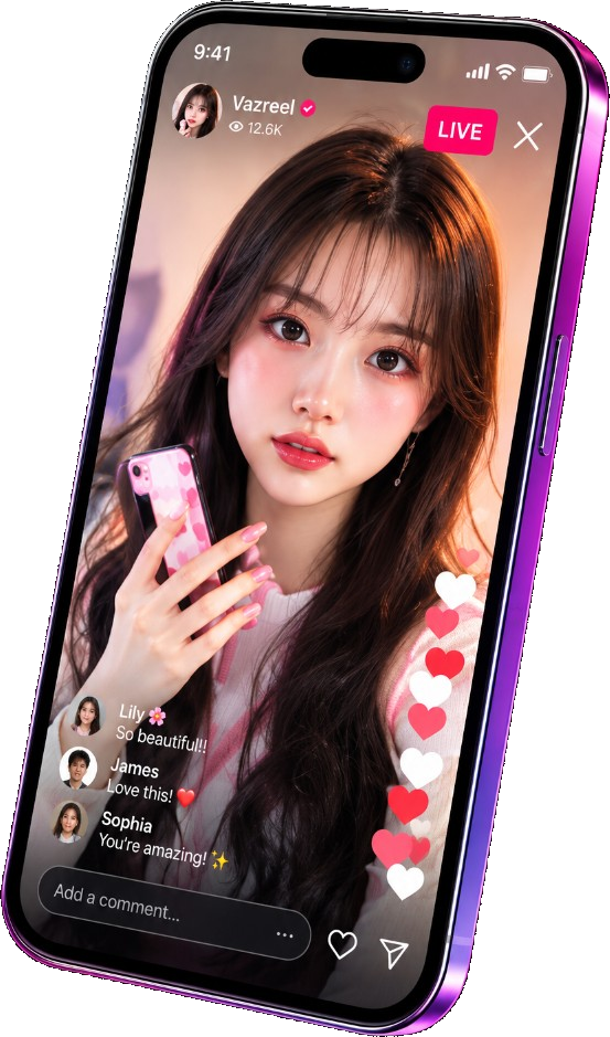 Phone showing a live video